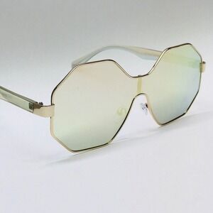 Oversized Octagon Sunglasses Gold Frame Mirrored Lens Fashion Sun Glasses Lentes